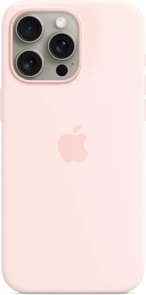siliconen hoesje met MagSafe voor iPhone 15 Pro Max – lichtroze