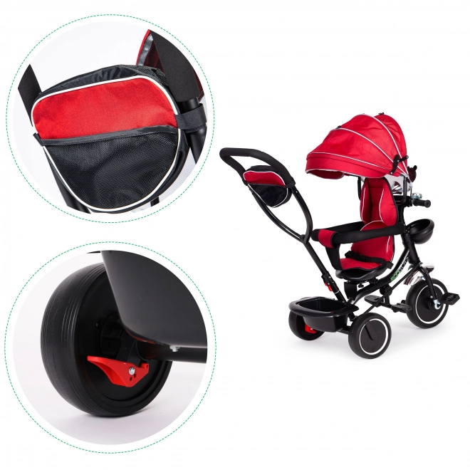 Triciclo con sedile girevole rosso