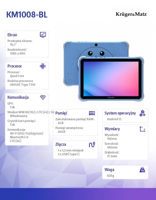 Tablet per bambini Kruger & Matz FUN 1008 blu