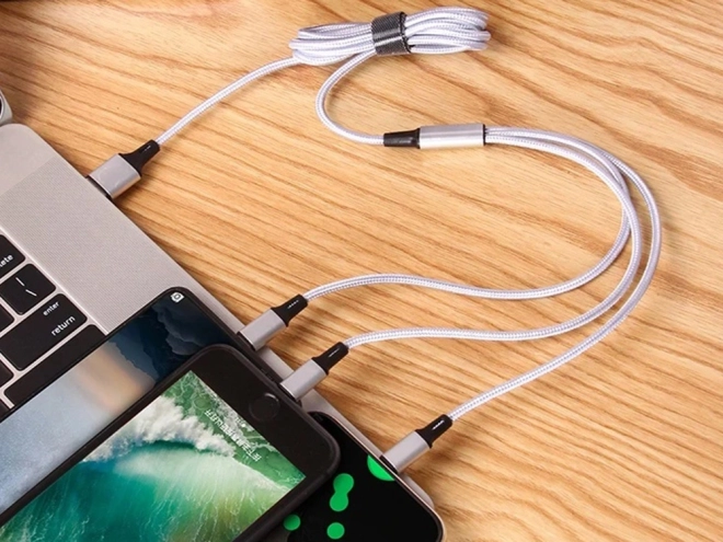3v1 usb kabel za telefon lightning kabel iphone micro usb tip-c 1,2 m – Bílý