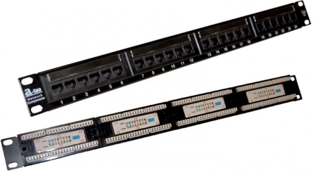 Patch panel UTP kategorii 5e, 24 portów, LSA, 1U