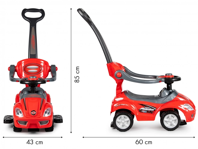 3-in-1 Deluxe Children's Ride-On Car - Red