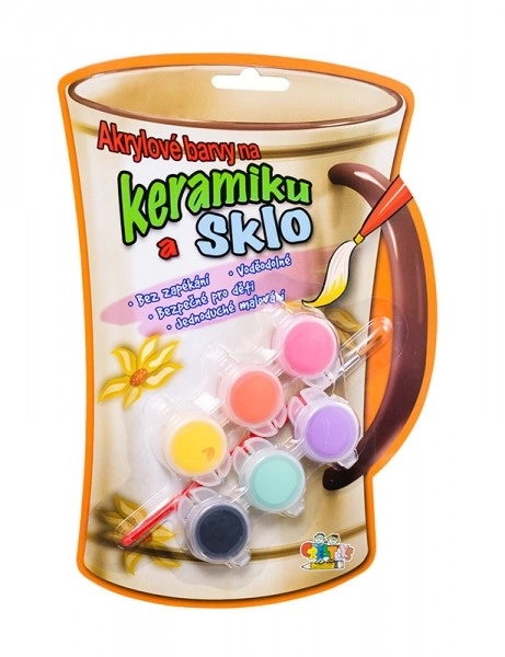Colori acrilici per bambini con pennello per ceramica, vetro e pietre