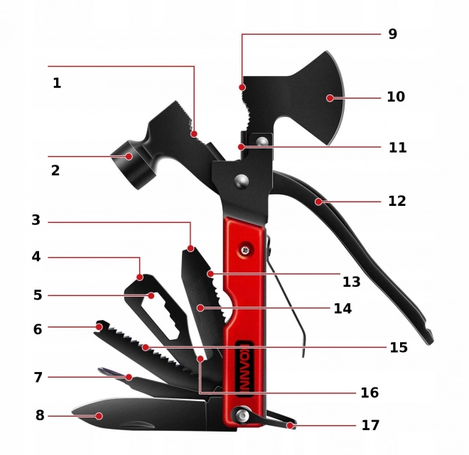 Multitool 17 Funzioni con Ascia e Martello