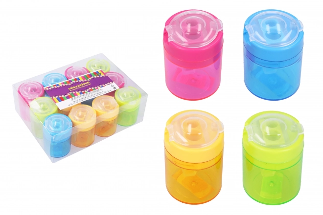Sharpener for two pencils with transparent container - 4 colors