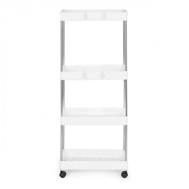 Scaffale di plastica per bagno con 4 ripiani e ruote