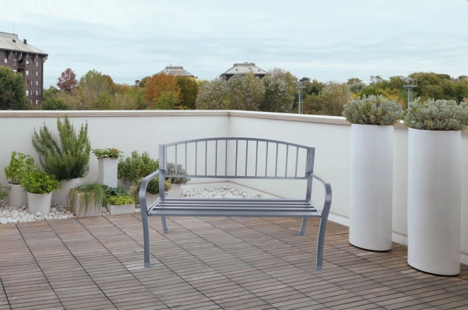 Garden bench with metal backrest in graphite color