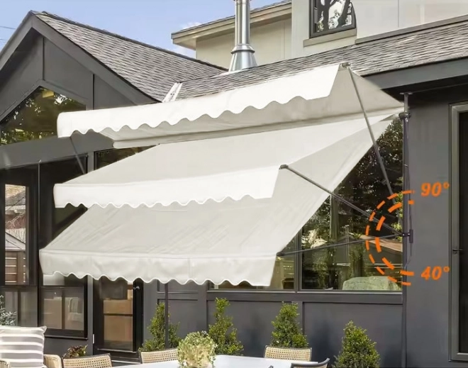 Height Adjustable Waterproof Balcony Awning with Manual Crank