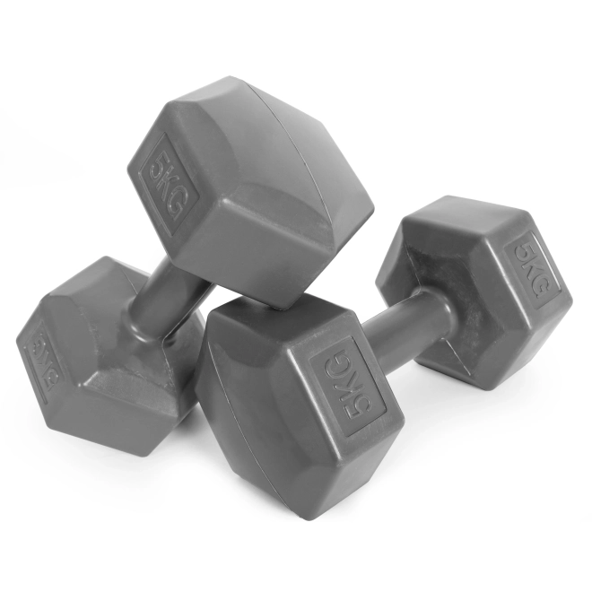Set of Hex Dumbbells 2x5 kg Gray ModernHome