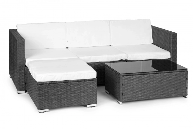 Rattan garden seating set with modular corner sofa and table grey MultiGarden