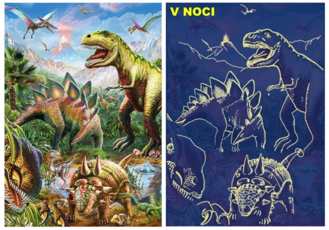 Svjetleće puzzle svijet dinosaura 100 XL dijelova