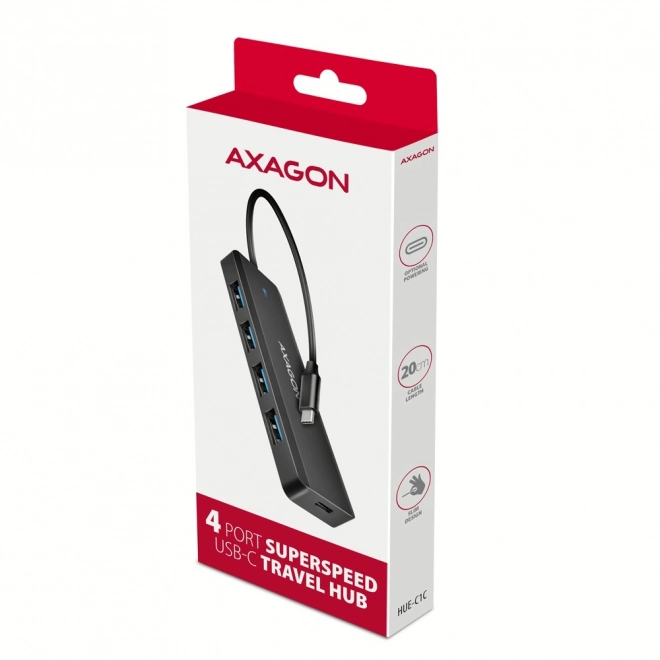 Axagon USB-C Hub 4-Port 5Gbps Travel with Power Delivery