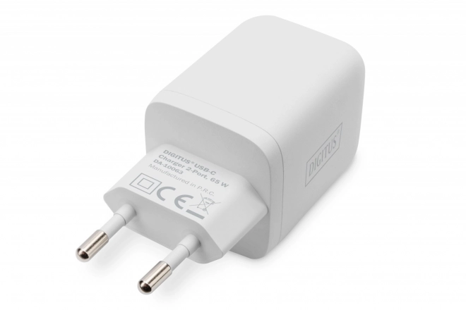 Výkonná sieťová nabíjačka DIGITUS 2x USB-C GaN 65W, biela