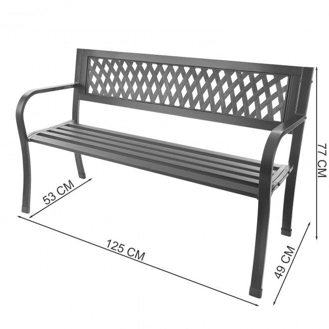 Garden bench with backrest, park bench for terrace and balcony, metal construction, graphite