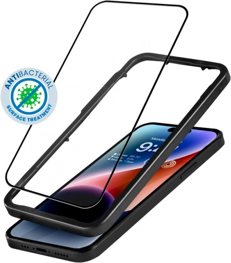 Zaščitno steklo Anti‑Bacterial 3D Armour Glass za iPhone 14 Pro z namestitvenim okvirjem