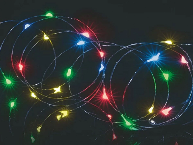 Mehrfarbige LED-Lichterketten auf Draht, 10 m, mit Batterien
