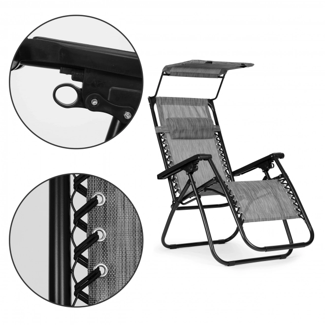 Foldable Adjustable Garden / Beach Chair with Sunshade Gray