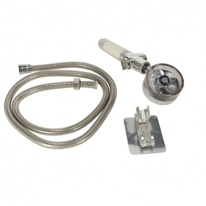 Silver Turbo Shower Head Set with Hose
