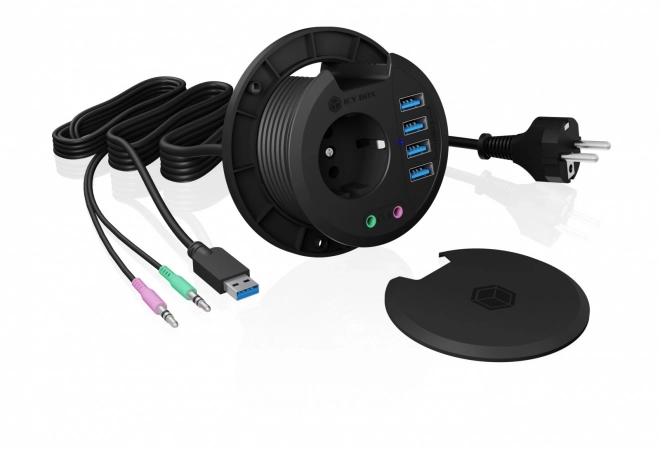 desk hub with USB and audio connections