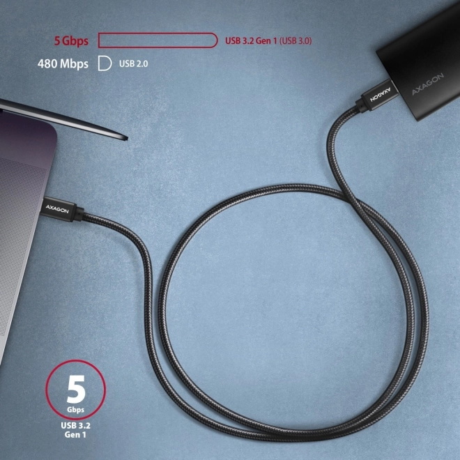 BUCM3-CM10AB USB-C - kabel USB-C 3.2 Gen 1, 1m, PD 60W 3A, ALU, opletený, černý