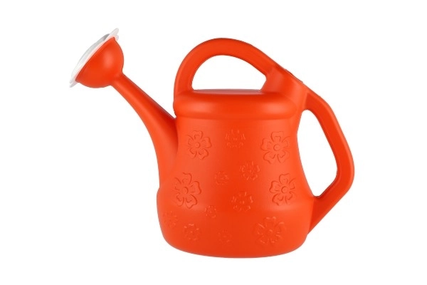 Plastic watering can with floral pattern