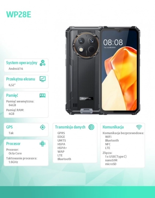Rugged Waterproof Smartphone with 4GB RAM and 64GB Storage