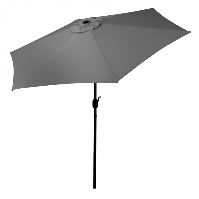 Large tilted garden umbrella with crank 6 ribs grey 270 cm