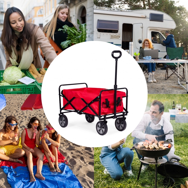 Folding Transport Cart MultiGarden Red 47x105 cm