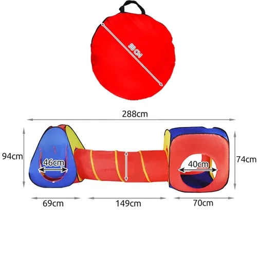 Children's Play Tent 3in1 Teepee + Tunnel + House