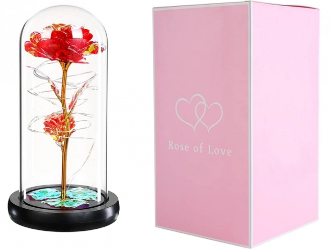 Rosa eterna con luce LED RGB in vetro