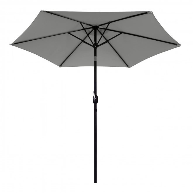 Large tilted garden umbrella with crank 6 ribs grey 270 cm