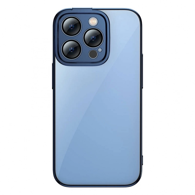 Transparente Schutzhülle und Panzerglas für iPhone 14 Pro Max - Blau