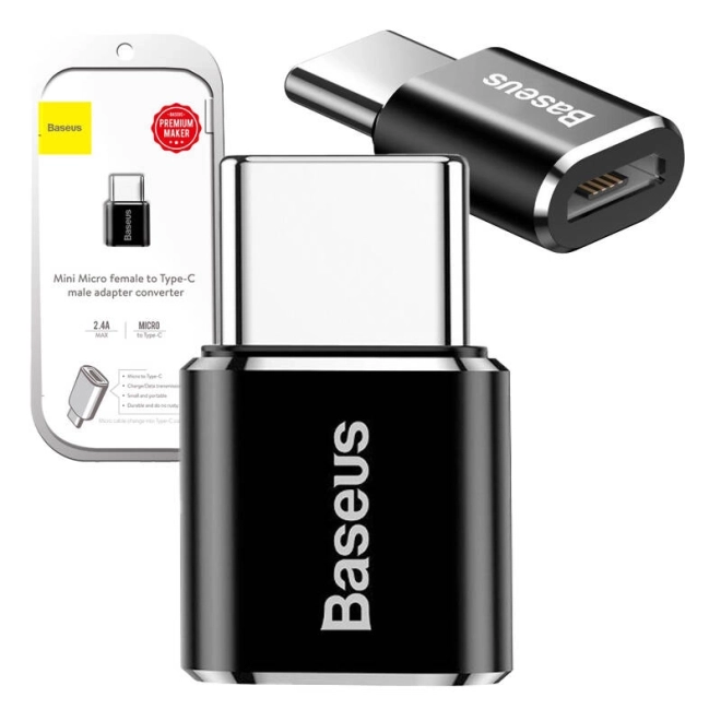 Micro USB to USB Type C Adapter Black