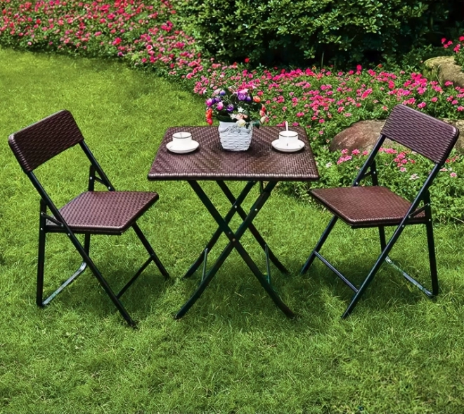 Garden Folding Coffee Table Rattan Balcony 62 cm