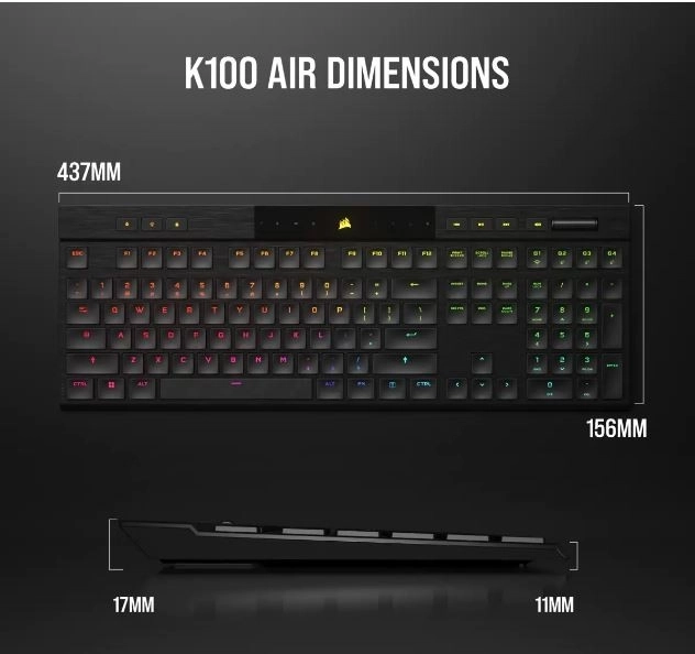 Corsair Wireless Gaming Keyboard K100 RGB Air