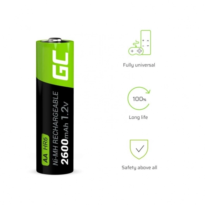 Rechargeable AA 2600mAh Batteries - Green Cell