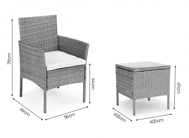 Garden furniture set with rattan look – table and chairs grey MultiGarden