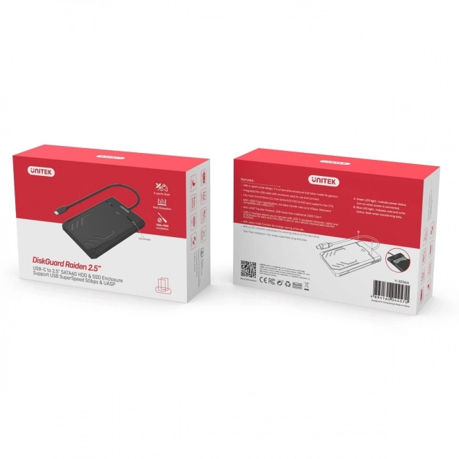 Festplattengehäuse USB-C für HDD/SSD mit SATA UASP Unterstützung