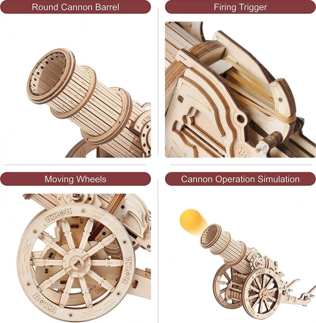 Puzzle 3D di legno Robotime Rokr Cannone d'Assedio Medievale