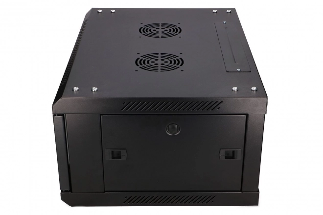 wall mount rack cabinet 4u 600x450 black glass door