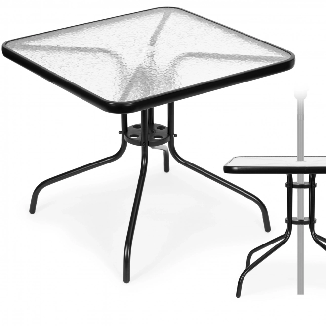Outdoor Garden Table with Tempered Glass