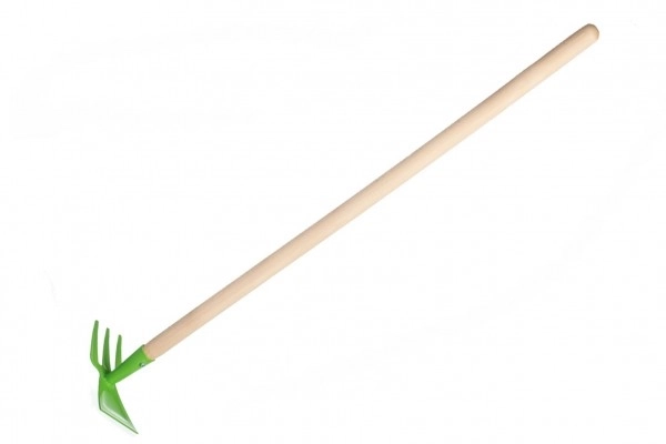 Green Double-Sided Hoe with Wooden Handle