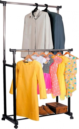 Dvojitá tyč a spodní police na boty