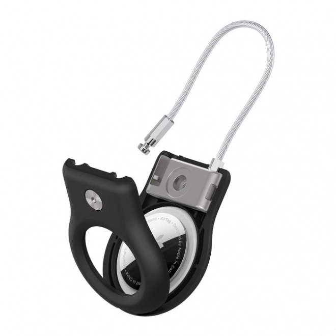 Secure Holder with Cable for AirTag Black