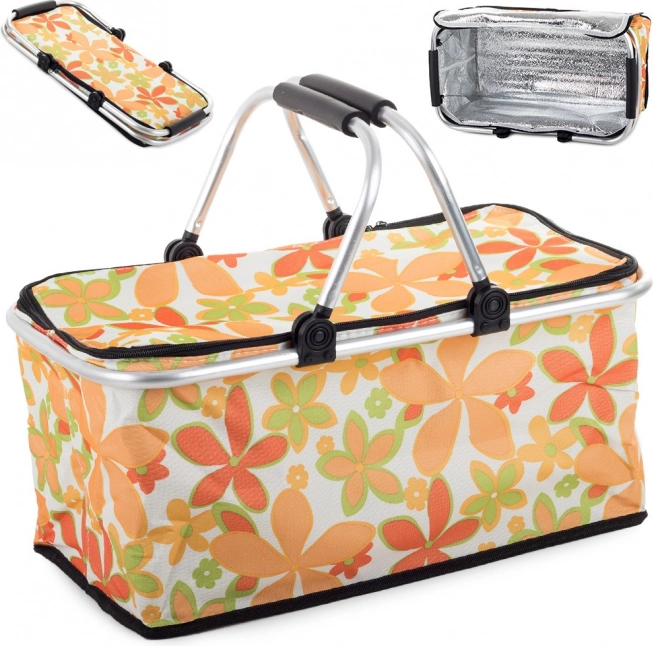 Thermo opvouwbare picknickmand met bloemmotief – oranje