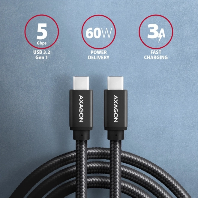 BUCM3-CM10AB USB-C - kabel USB-C 3.2 Gen 1, 1m, PD 60W 3A, ALU, opletený, černý