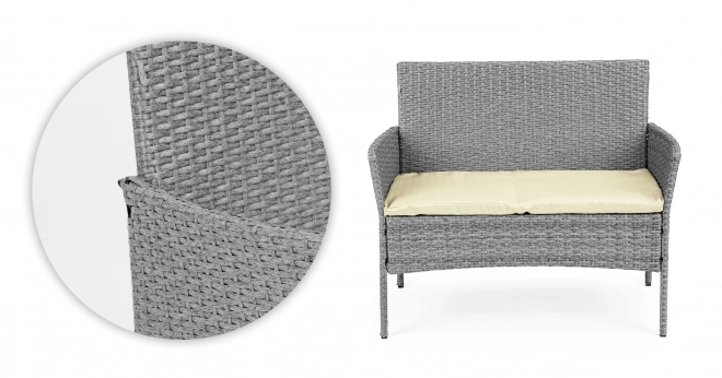 Artificial Rattan Garden Furniture Set - Bench, Table, Grey Chairs MultiGarden
