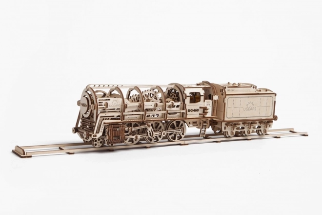 Mechaniczne drewniane puzzle UGEARS - Lokomotywa parowa z tendrem
