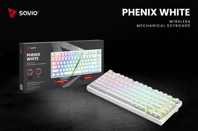 Wireless Mechanical Keyboard Phenix White with Gateron Red Switches