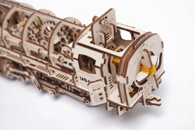 Mechaniczne drewniane puzzle UGEARS - Lokomotywa parowa z tendrem
